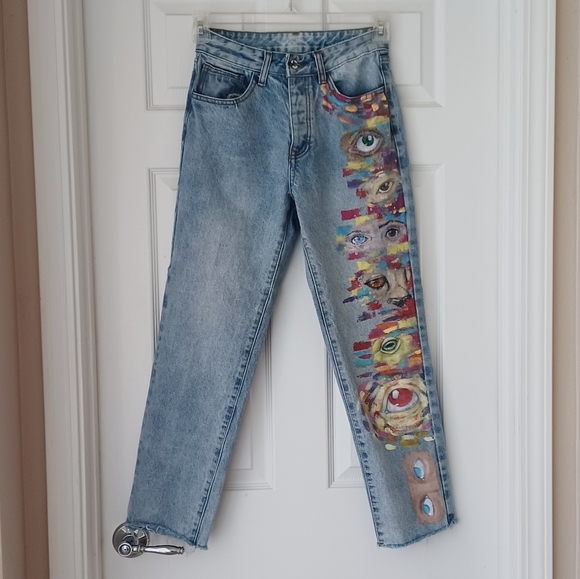 J Galt shanghai painted mom jeans - Picture 1 of 9